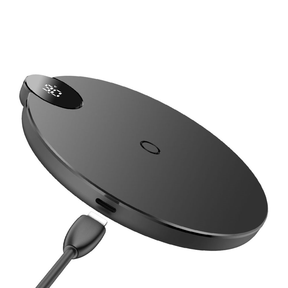 Image of Baseus - Mini Qi Wireless Fast Charging Ladegerät Ultrathin mit LED Display (10W / 7.5W) - Schwarz bei Apfelkiste.ch