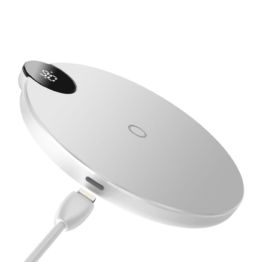 Image of Baseus - Mini Qi Wireless Fast Charging Ladegerät Ultrathin mit LED Display (10W / 7.5W) - Weiss bei Apfelkiste.ch