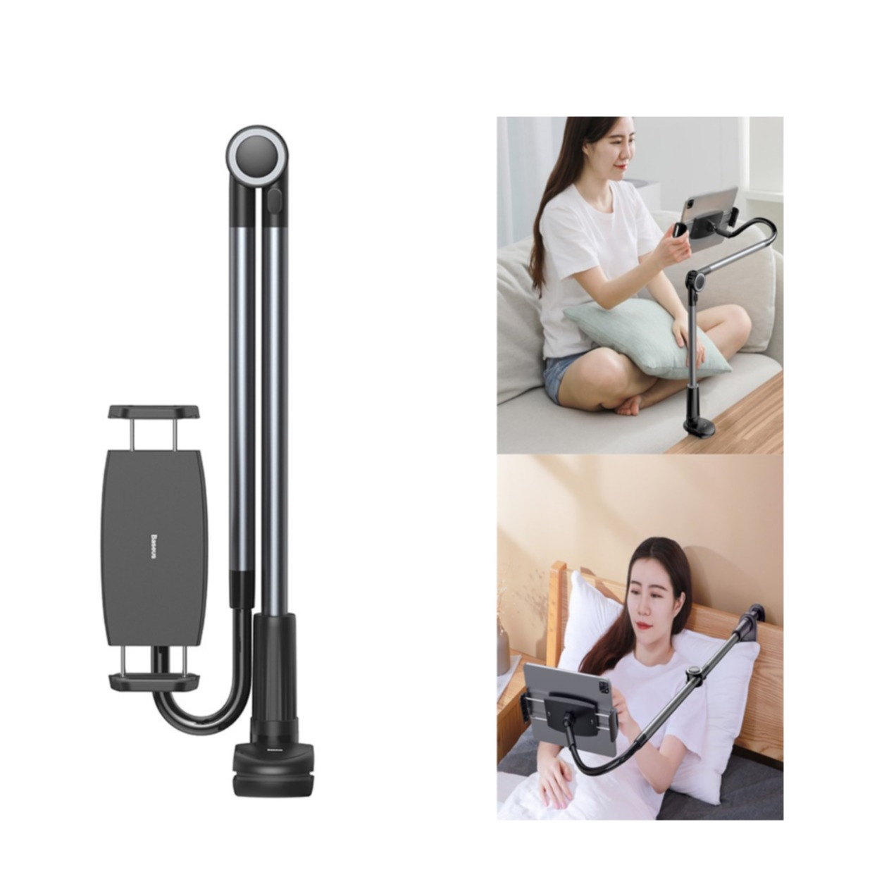 Image of Baseus - 360° Grad Desktop Tisch / Bett Halterung mit flexiblem Schwanenhals für Tablet / Smartphone (12.5-27cm) - Schwarz bei Apfelkiste.ch