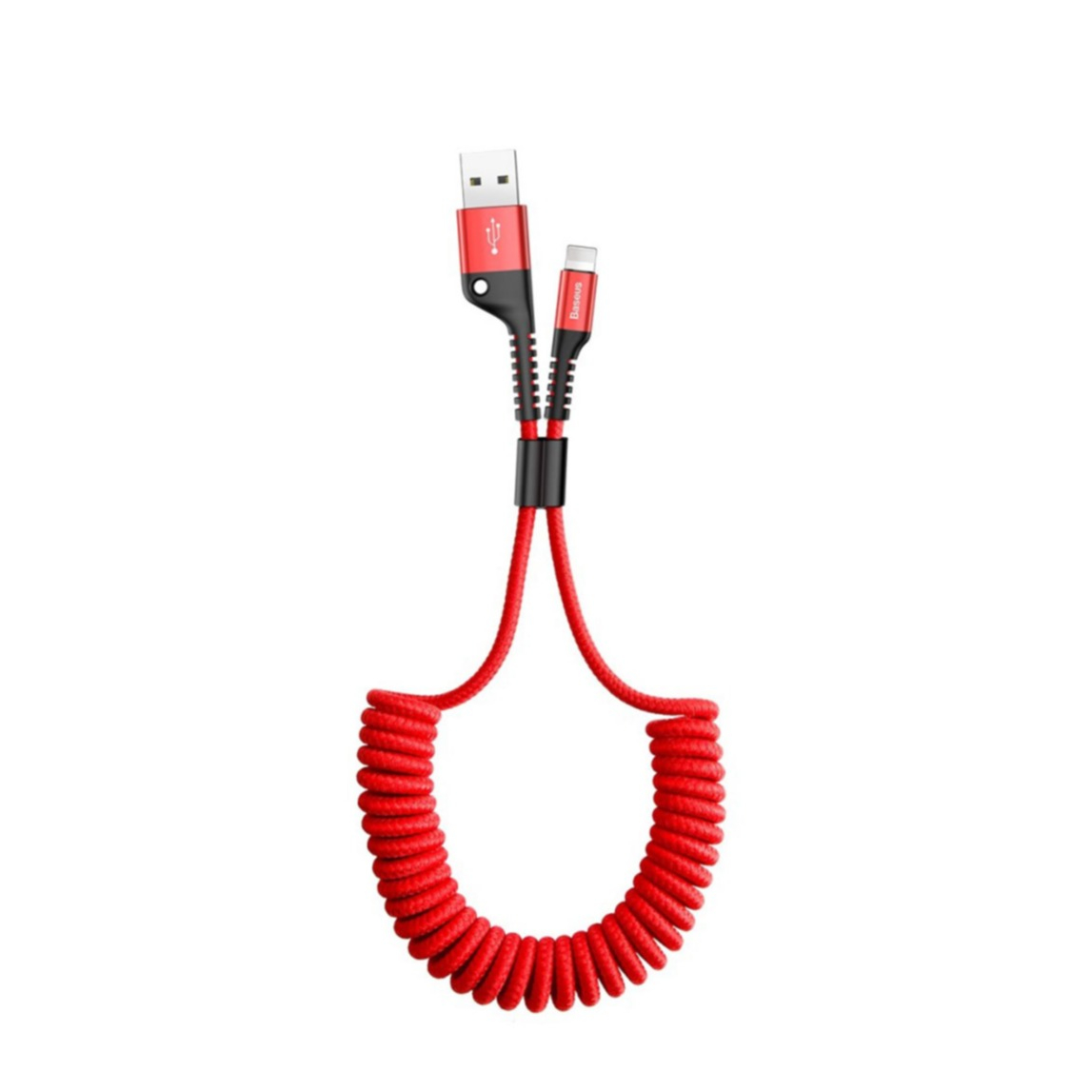 Image of (1m/2A) Baseus - USB A auf USB C Spiral Ladekabel Datenkabel Nylon Geflecht - Rot bei Apfelkiste.ch