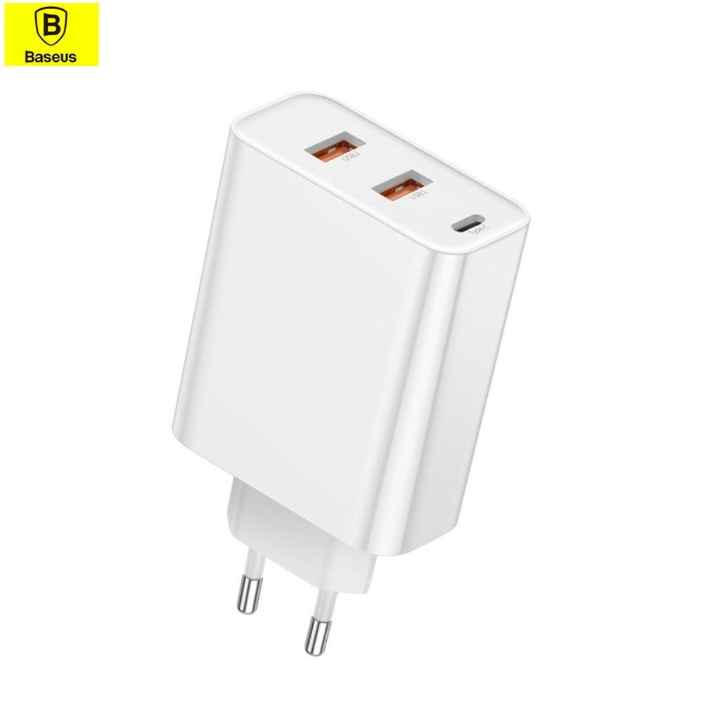 (60W/5A) USB C (PD 3.0) Dual USB (QC 3.0) Fast Charge Ladegerät mit Power Delivery - Weiss