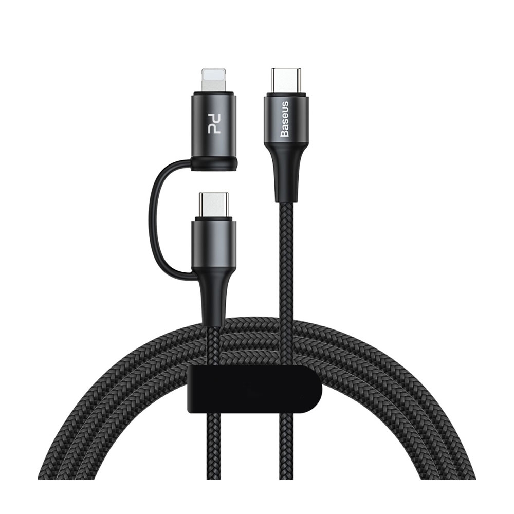 Image of Baseus - (1m/3A) 2in1 USB C + Lightning 18W PD Schnellladekabel Datenkabel Twins Power - Schwarz bei Apfelkiste.ch