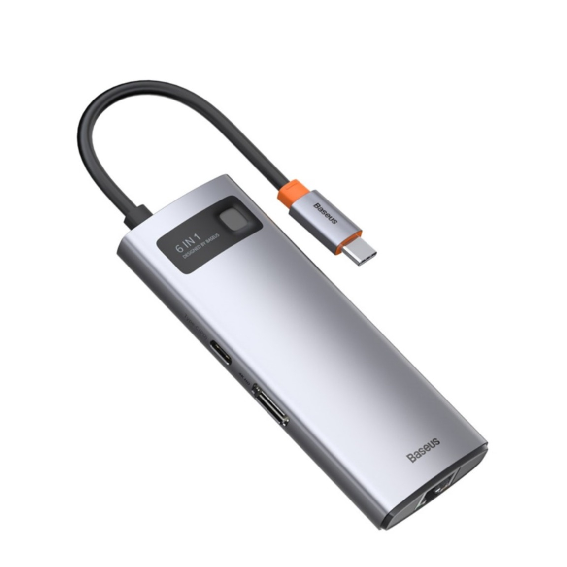Image of Baseus - (100W) 6in1 USB C Multiport Adapter mit USB C (PD) / 4K HDMI @30Hz / 3x USB 3.0 / Ethernet RJ45 Port - Grau bei Apfelkiste.ch
