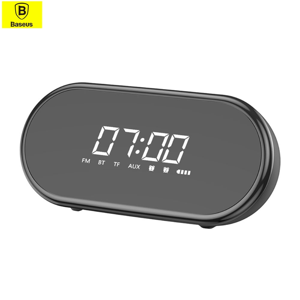 Wireless Bluetooth 4.2 Radio Wecker mit Stimmungslicht / Micro SD Karten Slot / Aux-In + 1500mAh Akku - Schwarz