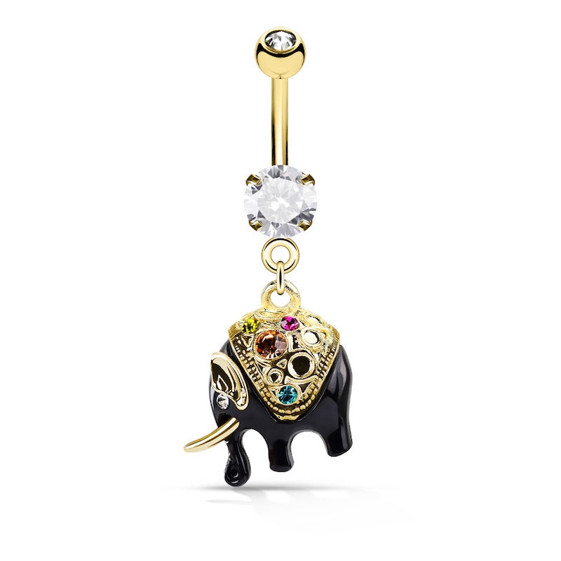Image of Chirurgenstahl Bauchnabelpiercing mit Anhänger Elefant Orientalisch - Silber bei Apfelkiste.ch