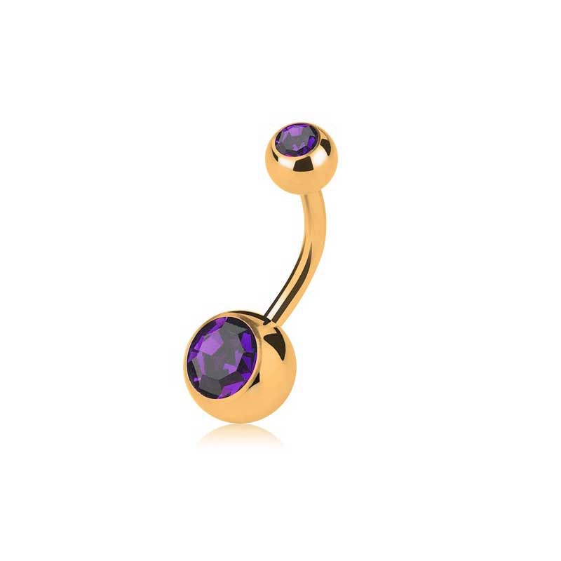 Image of Chirurgenstahl Bauchnabelpiercing Kristallstein - Gold / Violett bei Apfelkiste.ch