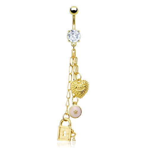 Image of Chirurgenstahl Bauchnabelpiercing mit Anhänger Charms - Gold bei Apfelkiste.ch