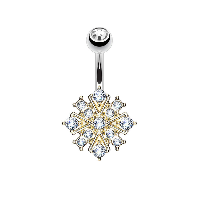 Image of Chirurgenstahl Bauchnabelpiercing Schneeflocke - Gold bei Apfelkiste.ch