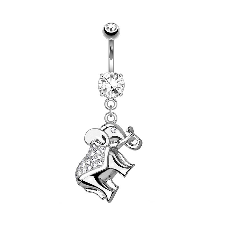 Image of Chirurgenstahl Bauchnabelpiercing mit Anhänger Elefant - Silber bei Apfelkiste.ch