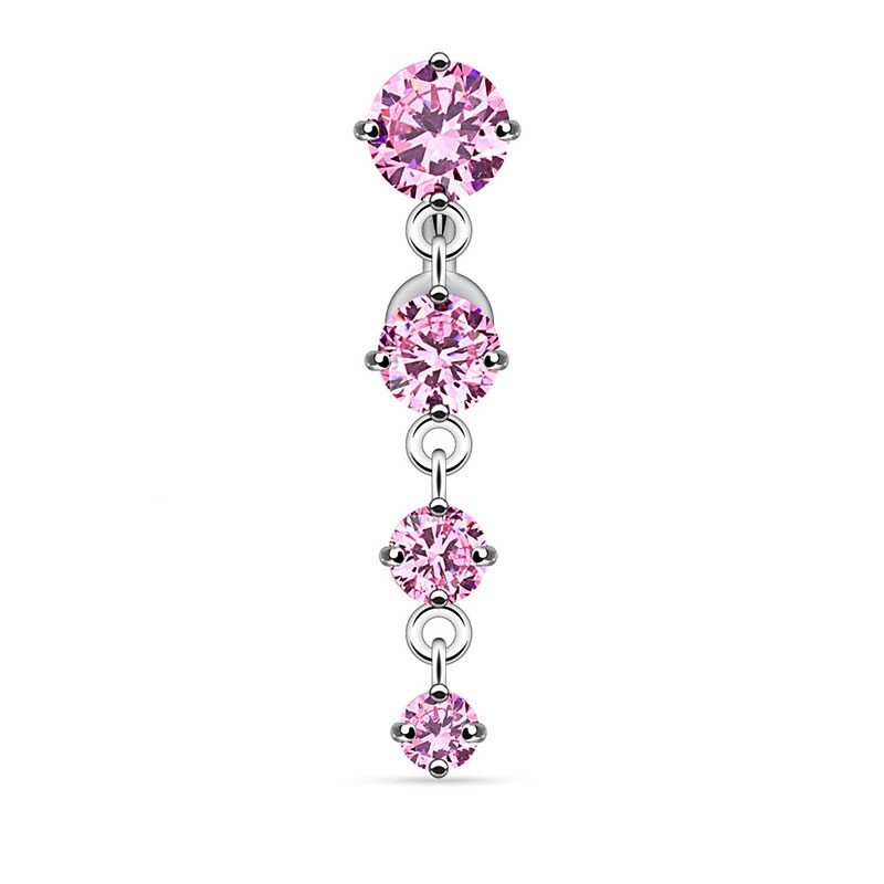 Image of Chirurgenstahl Bauchnabelpiercing mit Anhänger Steinchen - Silber / Rosa bei Apfelkiste.ch
