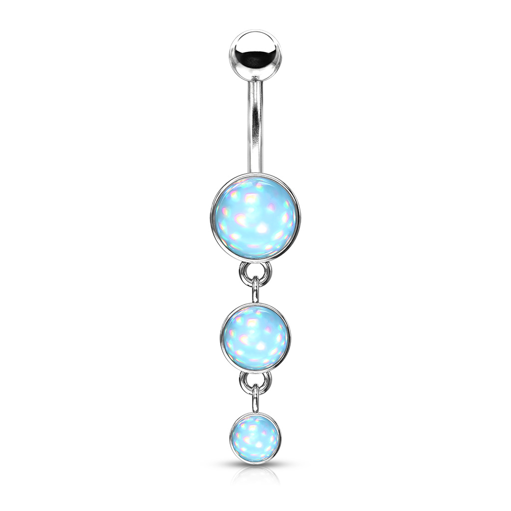Image of Chirurgenstahl Bauchnabelpiercing mit Anhänger Triple Stone - Silber / Blau bei Apfelkiste.ch