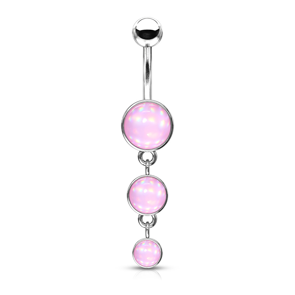 Image of Chirurgenstahl Bauchnabelpiercing mit Anhänger Triple Stone - Silber / Rosa bei Apfelkiste.ch