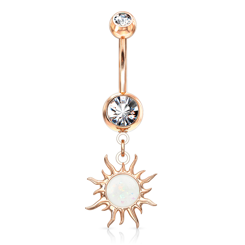 Image of Chirurgenstahl Bauchnabelpiercing mit Anhänger Sonne - Roségold bei Apfelkiste.ch