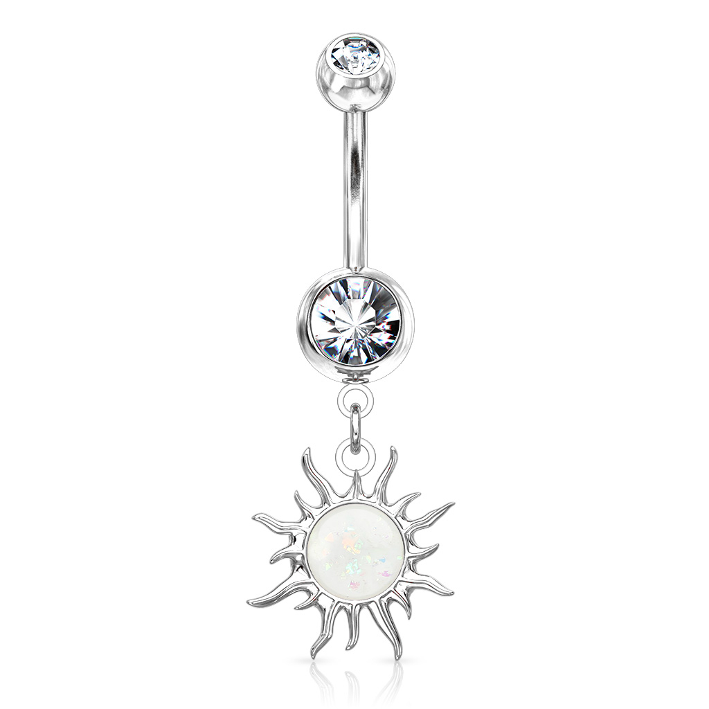 Image of Chirurgenstahl Bauchnabelpiercing mit Anhänger Sonne - Silber bei Apfelkiste.ch