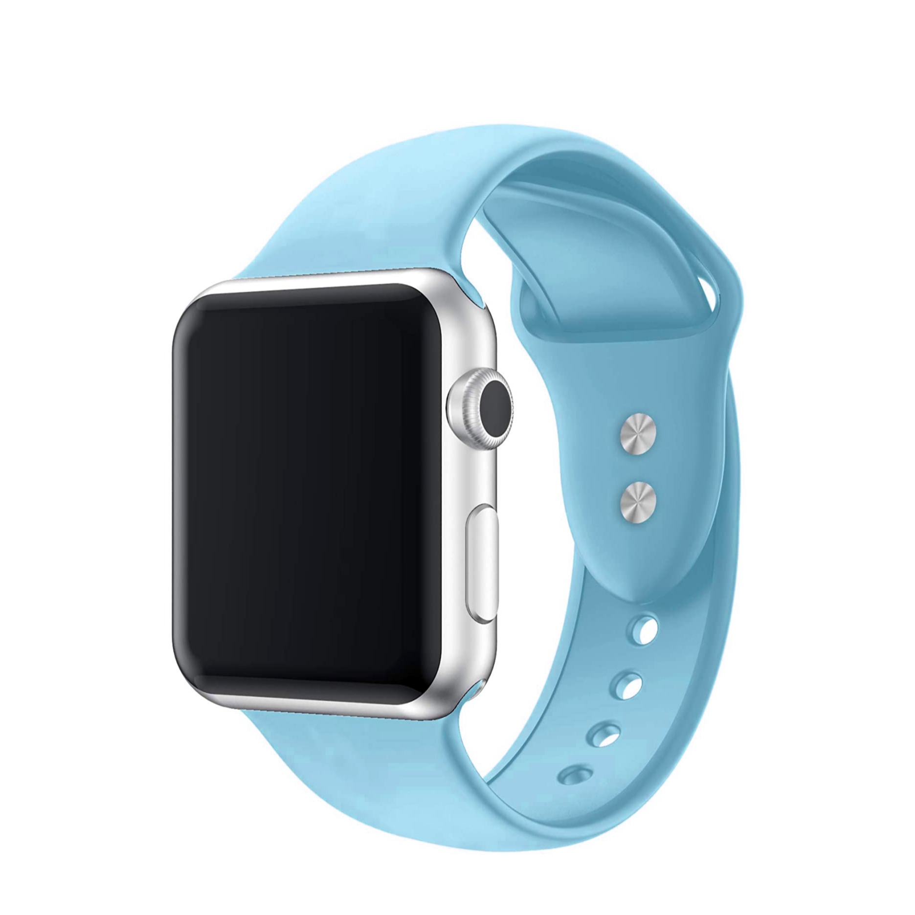 Image of Changee - Apple Watch (45/44/42 mm) Silikon Sport Armband mit Doppelverschluss (Gelenkumfang: 195-230mm) - Babyblau bei Apfelkiste.ch