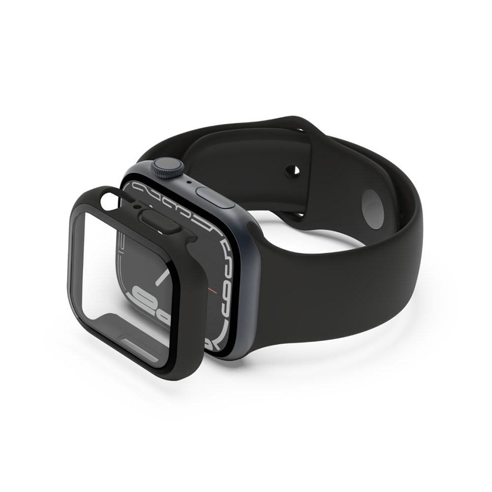 Image of Belkin - 2in1 Apple Watch (45/44 mm) TemperedCurve Antibakterieller Hardcase Bumper + Panzerglas (OVG004ZZBK) - Schwarz bei Apfelkiste.ch