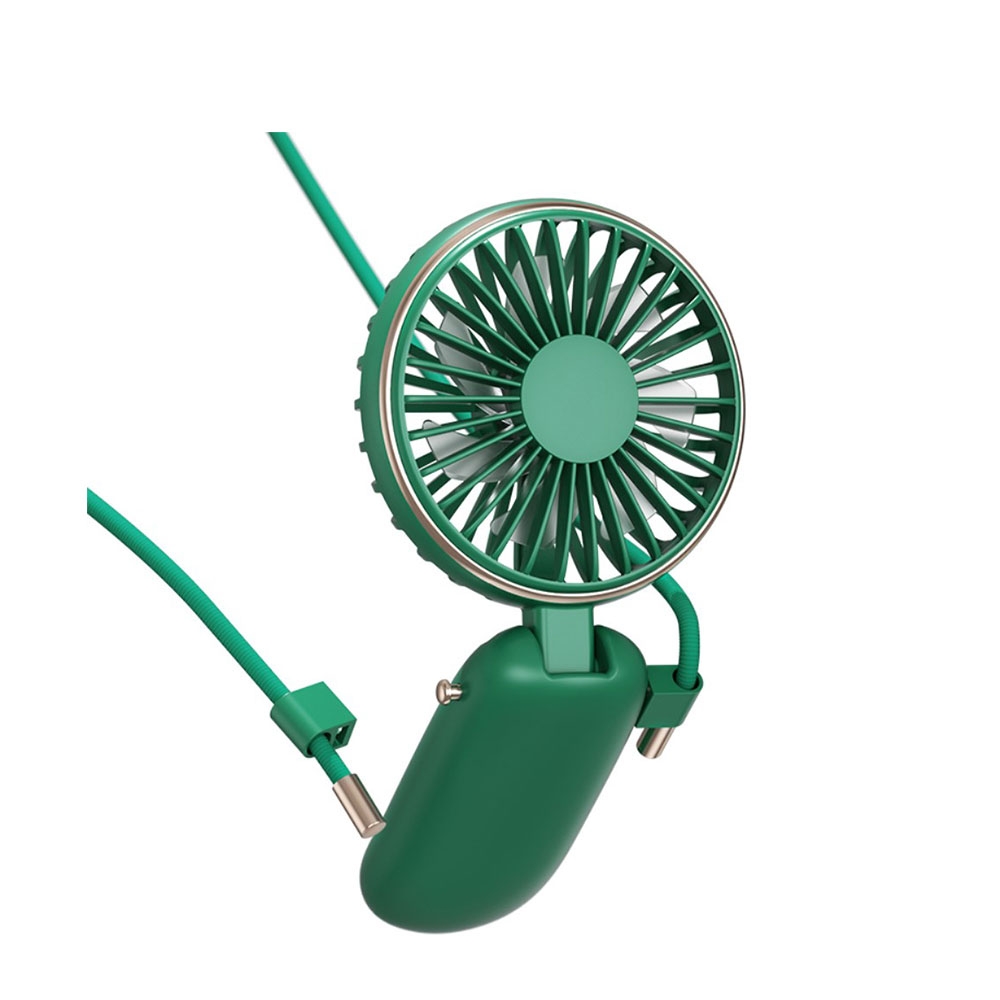 Image of Benks - (Ø19cm) Umhänge Ventilator Lüfter Wiederaufladbar 2000mAh mit Nackenschlaufe - Grün bei Apfelkiste.ch