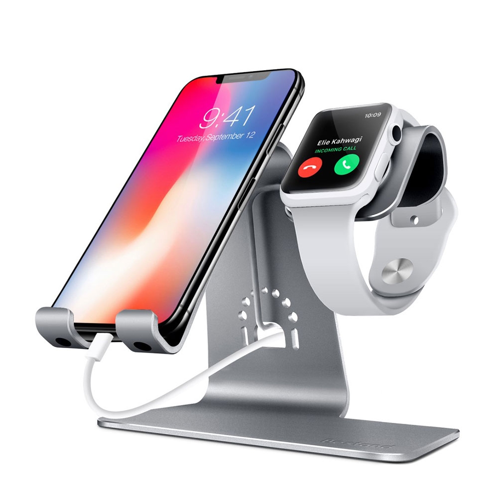 Image of Bestand - 2in1 Multifunktions Halterung für iPhone und Apple Watch - Grau bei Apfelkiste.ch