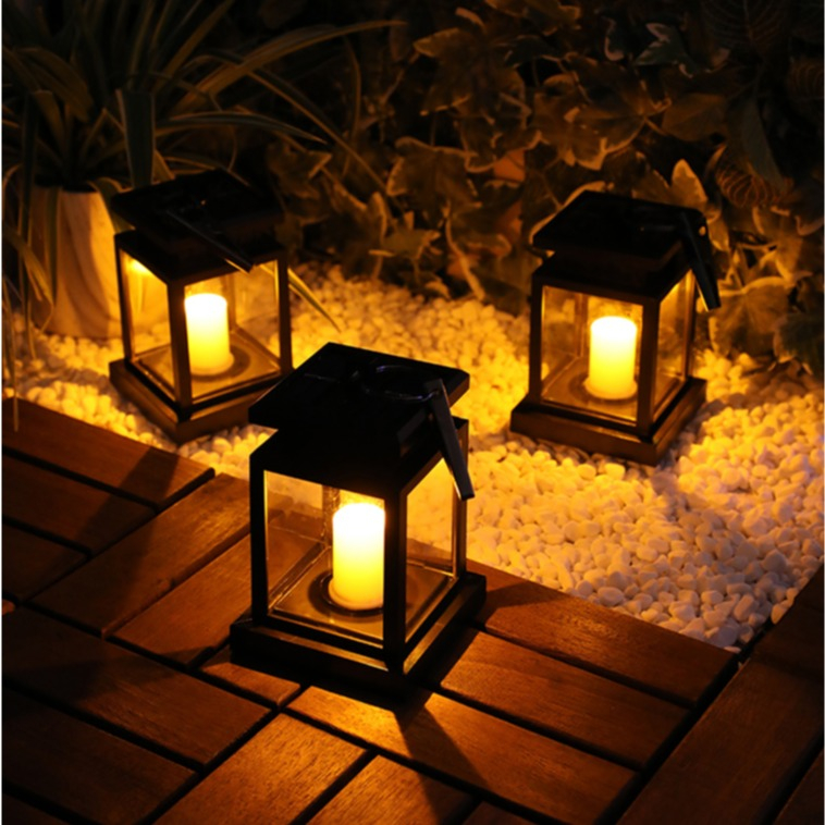 Image of (13x9cm) LED Solar Lampe Outdoor Laterne Gartenleuchte Spritzwassergeschützt IPX4 - Kerze (Warmweiss) bei Apfelkiste.ch