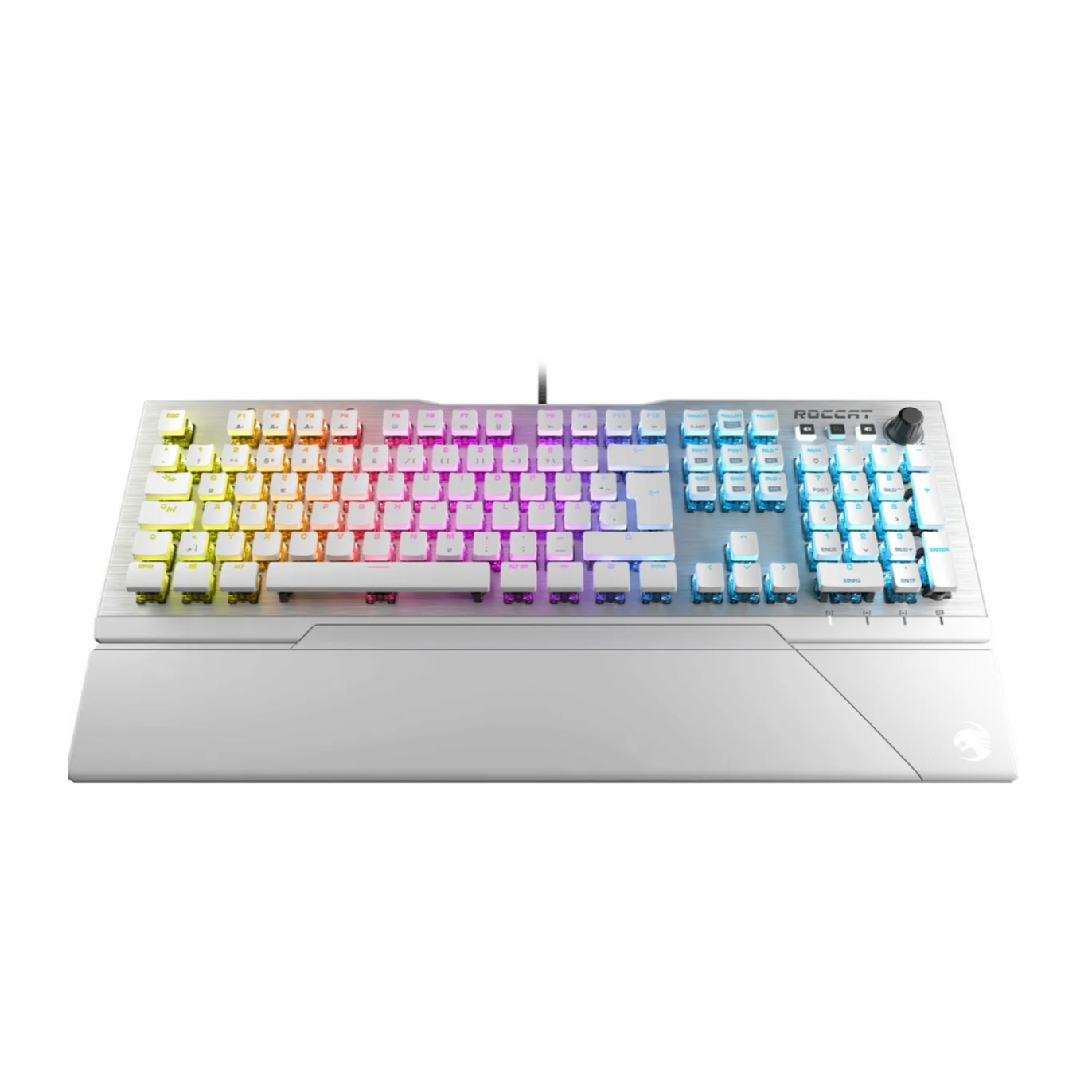 Image of Roccat - Vulcan 122 Aimo Mechanische Gaming Tastatur Keyboard CH Layout mit RGB Hintergrundbeleuchtung + Handballenauflage (ROC-12-945-BN) - Silber bei Apfelkiste.ch