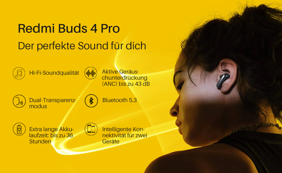 Xiaomi - Redmi Buds 4 Pro BT Kopfhörer - Schwarz | In-Ear-Kopfhörer