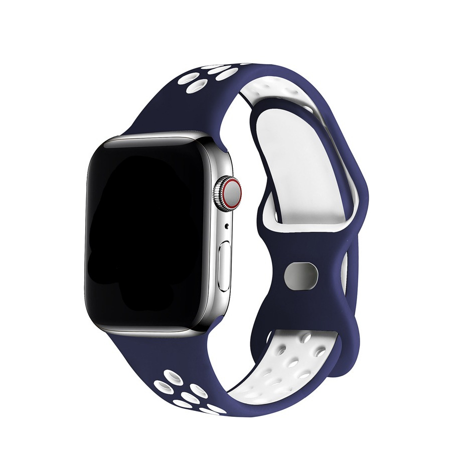 Image of Changee - Apple Watch (41/40/38 mm) Silikon Sport Armband Dual Color (Gelenkumfang: 175-215mm) - Blau / Weiss bei Apfelkiste.ch