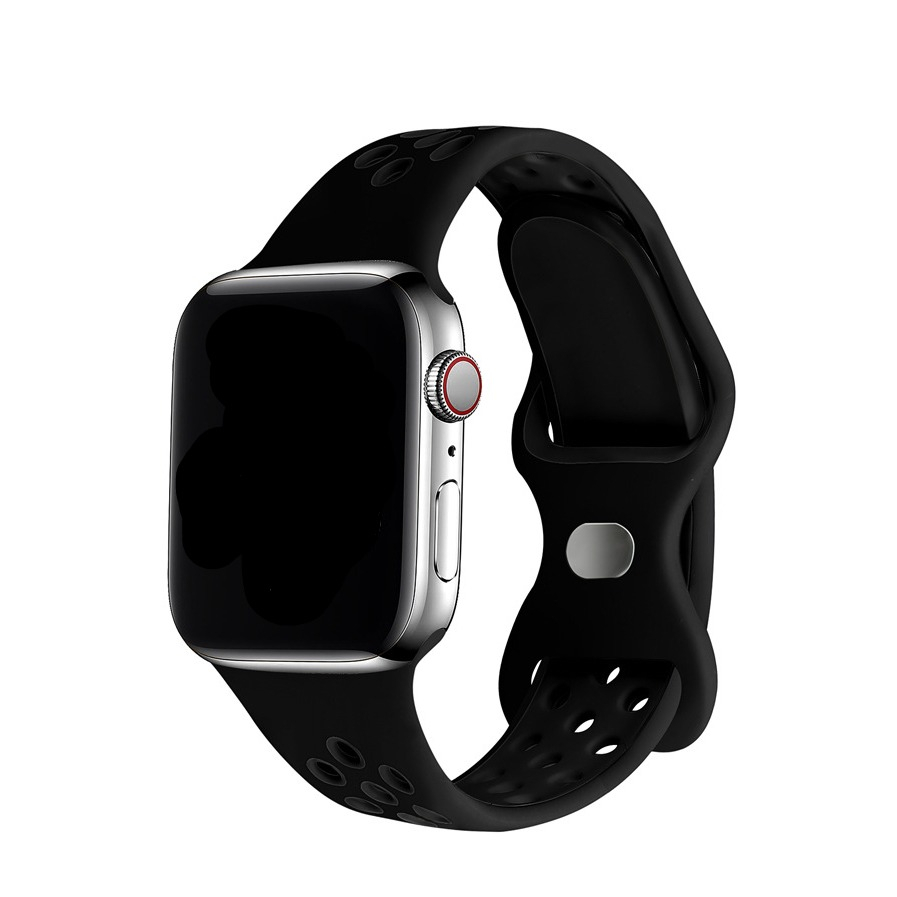 Image of Changee - Apple Watch (45/44/42 mm) Silikon Sport Armband Dual Color (Gelenkumfang: 170-210mm) - Schwarz bei Apfelkiste.ch