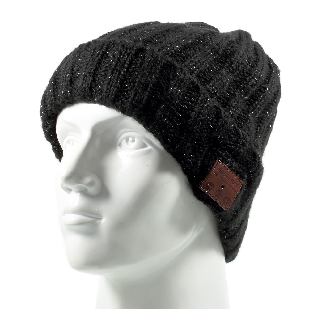 Image of Bluetooth Winter Strick Mütze Stereo Kopfhörer Headset - Schwarz / Silber bei Apfelkiste.ch