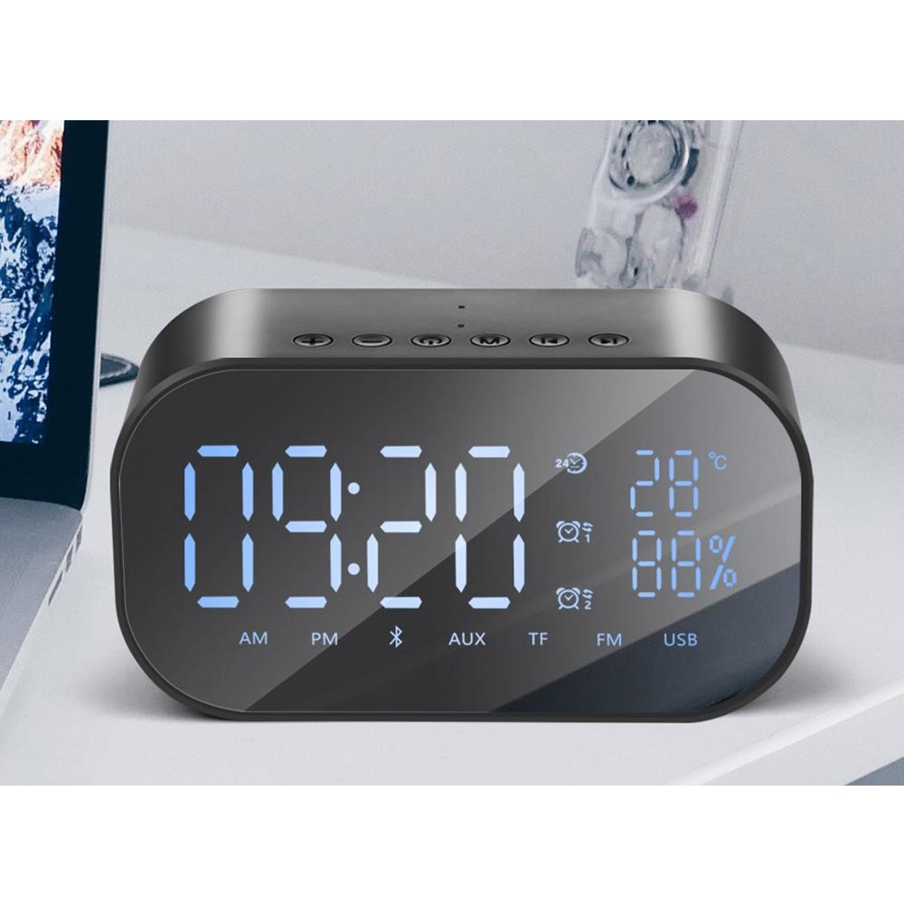 Picknick Stereo Anlage tragbar SD USB Radio Wecker Uhr AUX Netzteil LCD Display 