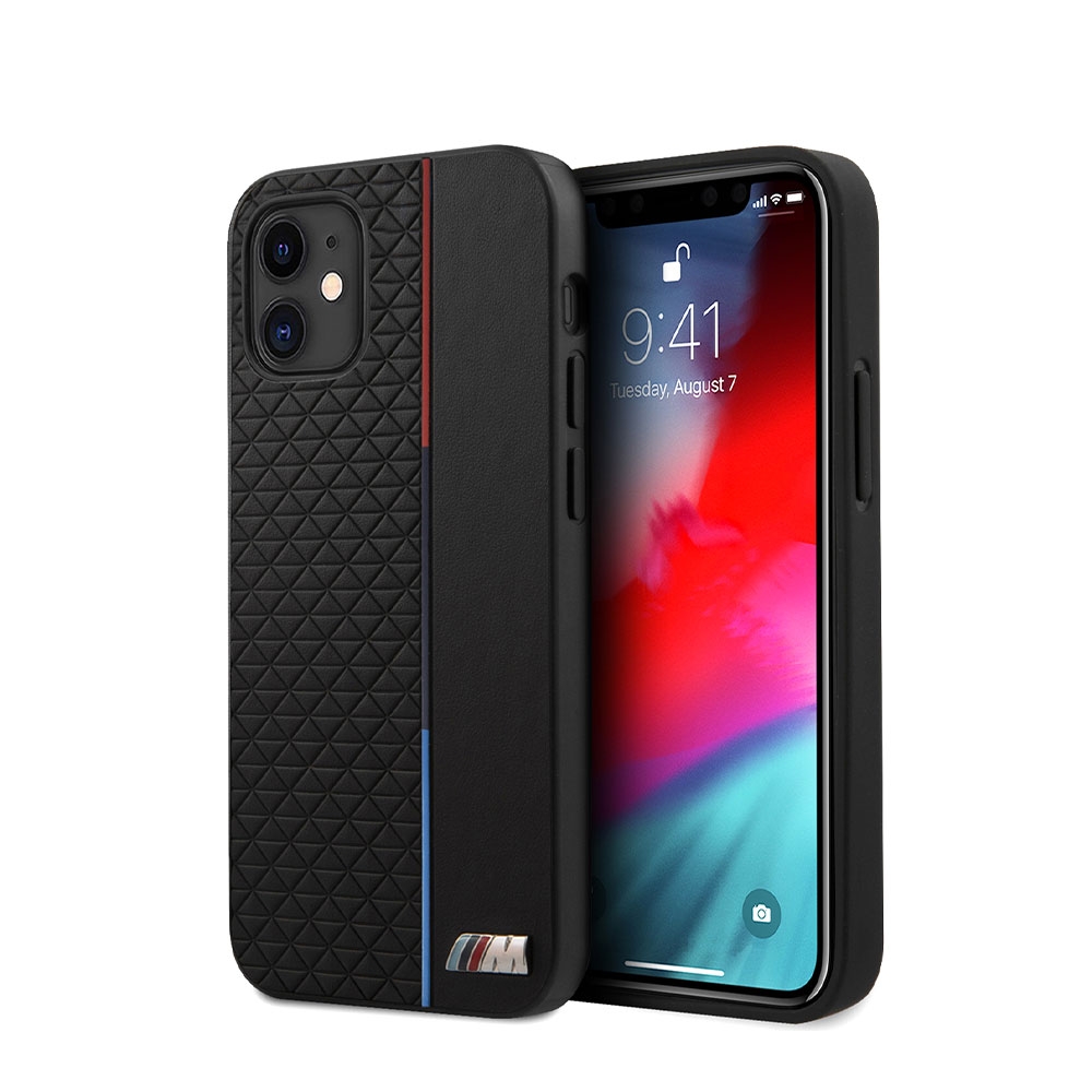 Image of BMW M - iPhone 12 Mini Hardcase M Hülle Triangle Tricolor Line (BMHCP12STRTBK) - Schwarz bei Apfelkiste.ch