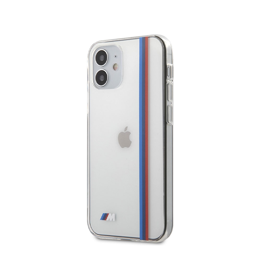 Image of BMW M - iPhone 12 Mini Hardcase M Hülle Tricolor Vertical Line (BMHCP12STLTR) - Transparent bei Apfelkiste.ch