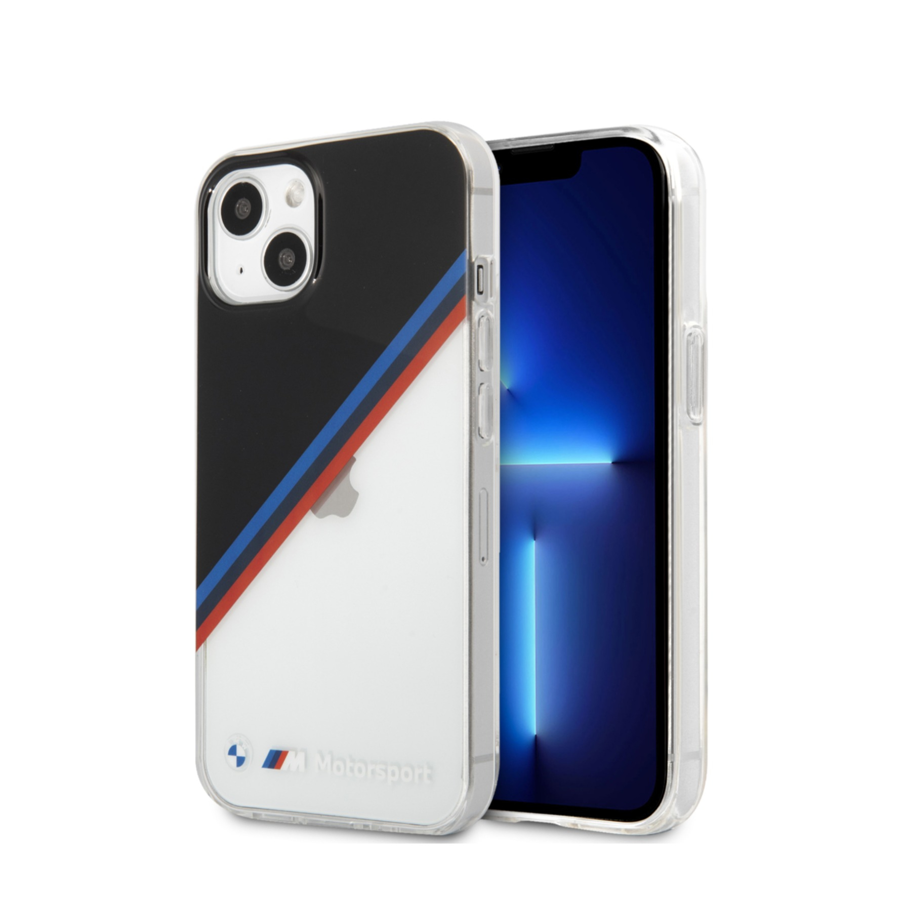 Image of BMW M - iPhone 13 Hardcase M Hülle Tricolor Stripes (BMHCP13MSHTSK) - Transparent bei Apfelkiste.ch