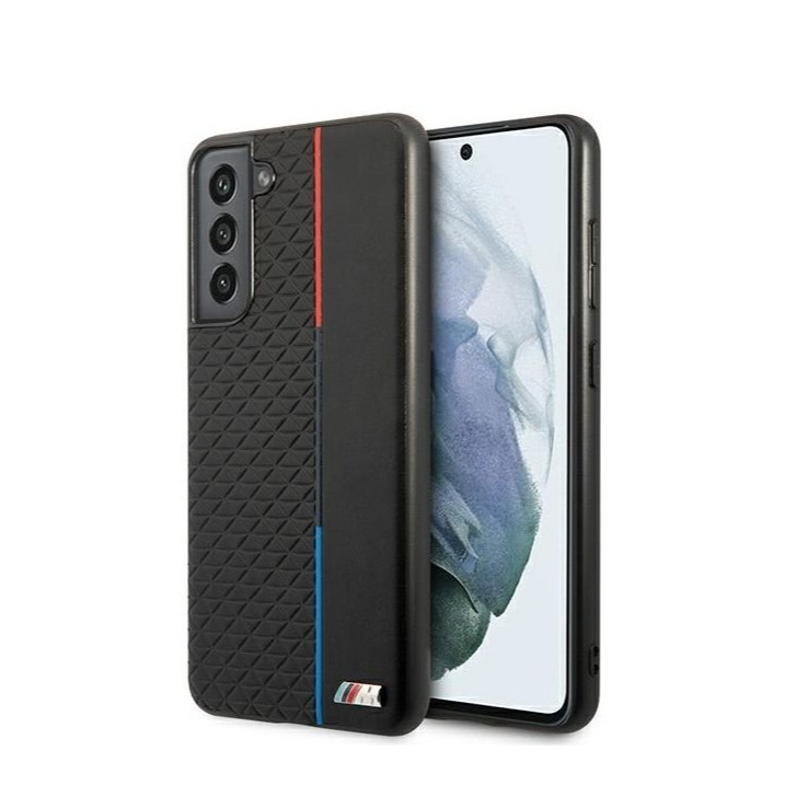 Image of BMW M - Samsung Galaxy S21 FE 5G Leder Hardcase M Hülle Triangles (BMHCS21FETRTBK) - Schwarz bei Apfelkiste.ch