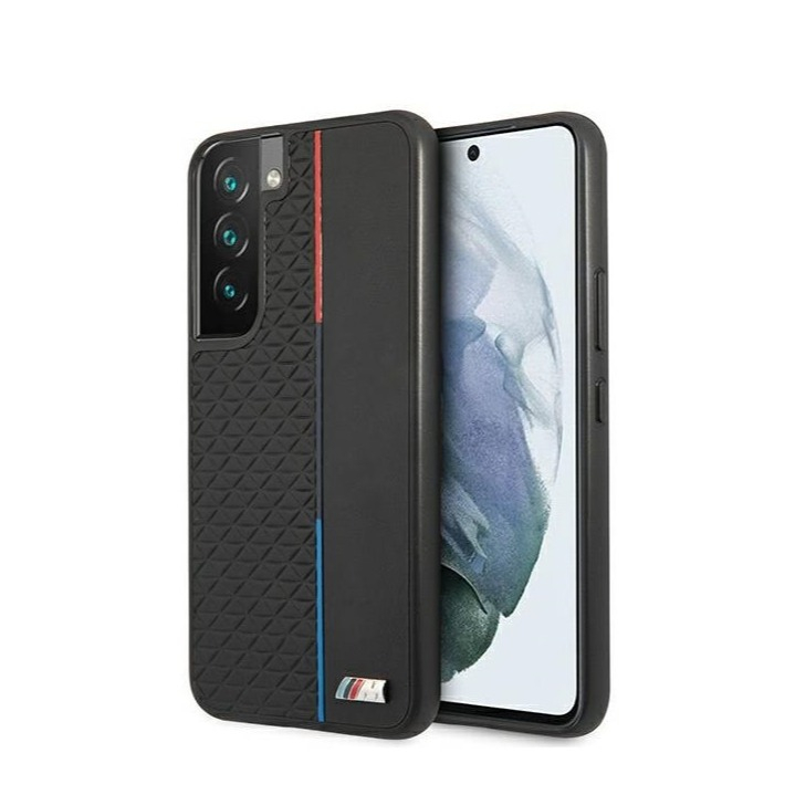 Image of BMW M - Samsung Galaxy S22 5G Leder Hardcase M Hülle Triangles (BMHCS22STRTBK) - Schwarz bei Apfelkiste.ch
