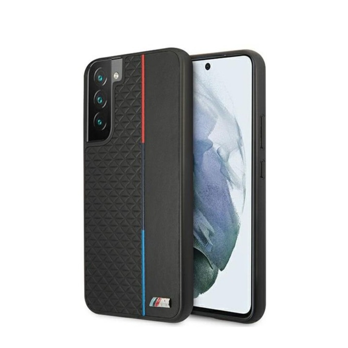 Image of BMW M - Samsung Galaxy S22+ Plus 5G Leder Hardcase M Hülle Triangles (BMHCS22MTRTBK) - Schwarz bei Apfelkiste.ch