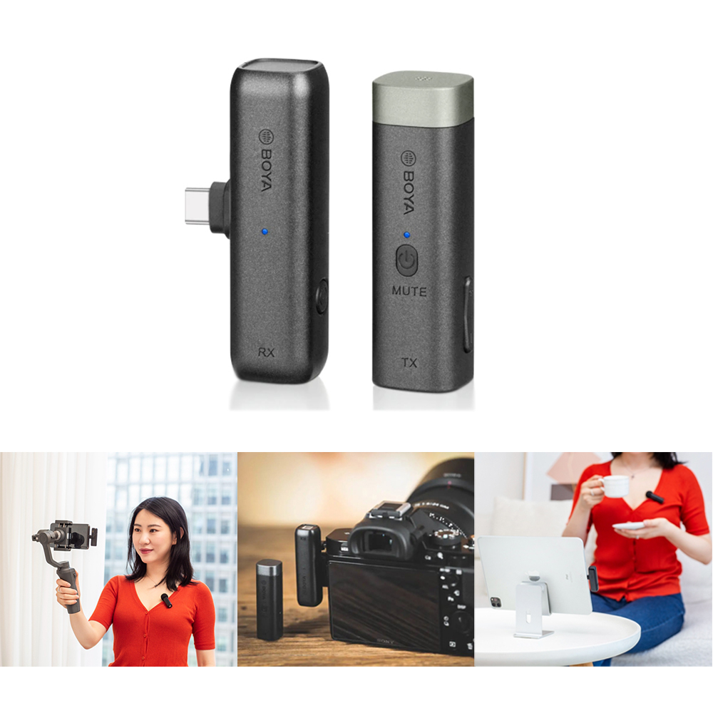 Image of Boya - 2.4GHz Kabelloses 360° Lavalier Mikrofon für Handy / Macbook / DSLR Kameras mit USB C / 3.5mm Klinke und Ladebox (BY-WM3U) - Schwarz bei Apfelkiste.ch