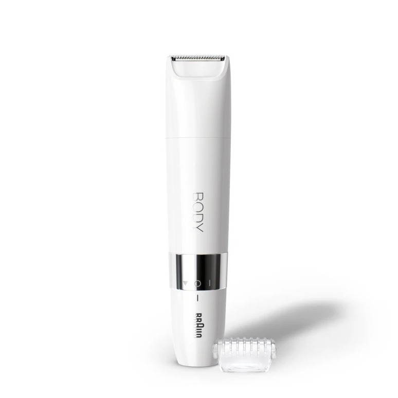 Image of Braun - Elektrischer Mini Körperhaar Trimmer Wet & Dry Rasierer mit Kammaufsatz (BS1000) inkl. Batterie - Weiss bei Apfelkiste.ch