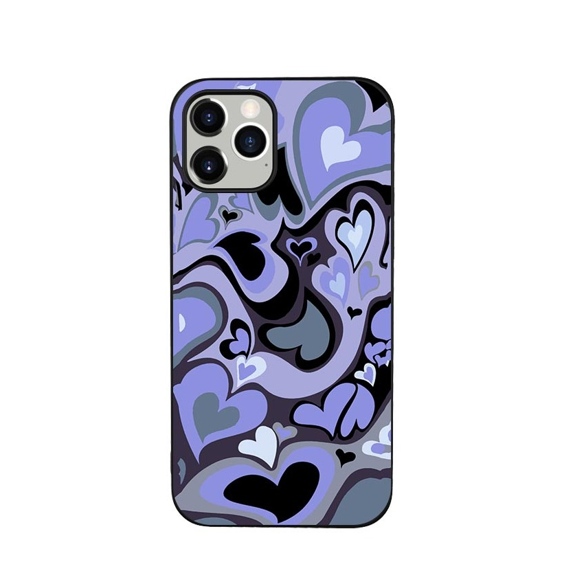 Image of Apfelkiste © - iPhone 12 Pro Gummi Case Hülle Ultra Thin Crazy Hearts - Violett bei Apfelkiste.ch