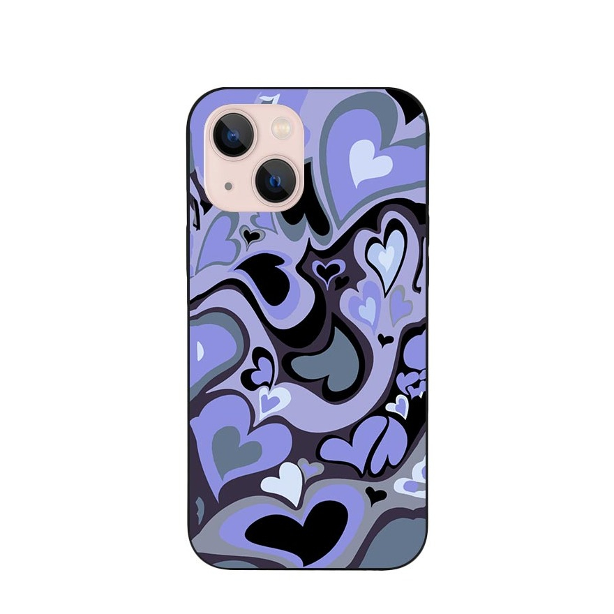 Image of Apfelkiste © - iPhone 13 Gummi Case Hülle Ultra Thin Crazy Hearts - Violett bei Apfelkiste.ch