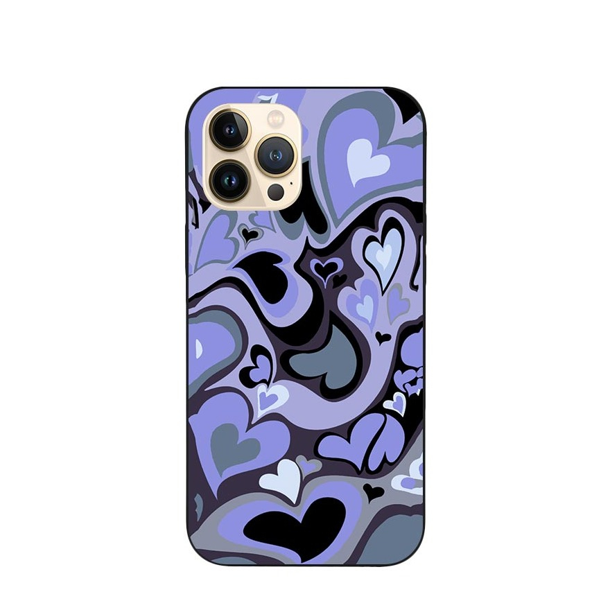Image of Apfelkiste © - iPhone 13 Pro Max Gummi Case Hülle Ultra Thin Crazy Hearts - Violett bei Apfelkiste.ch