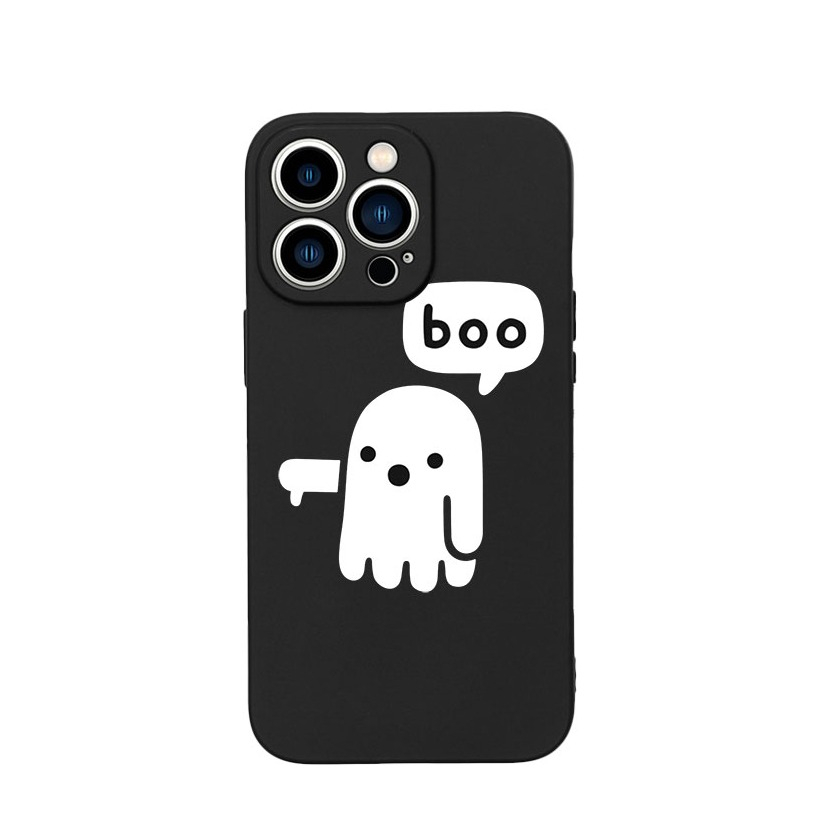 Image of Apfelkiste © - iPhone 13 Pro Max Gummi Case Hülle Ultra Thin Boo - Schwarz / Weiss bei Apfelkiste.ch