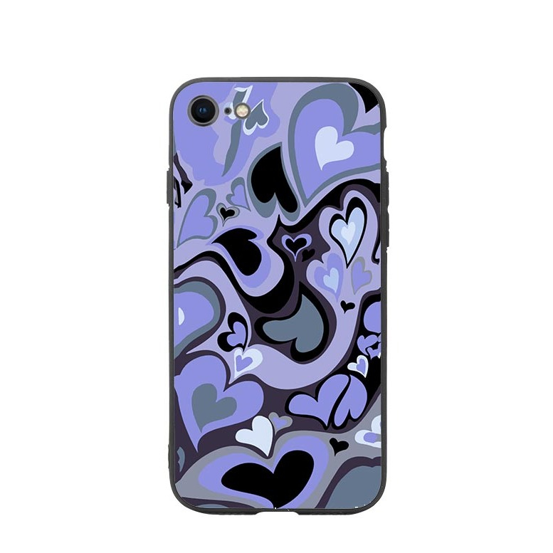 Image of Apfelkiste © - iPhone SE (2022/2020) / 8 / 7 Gummi Case Hülle Ultra Thin Crazy Hearts - Violett bei Apfelkiste.ch