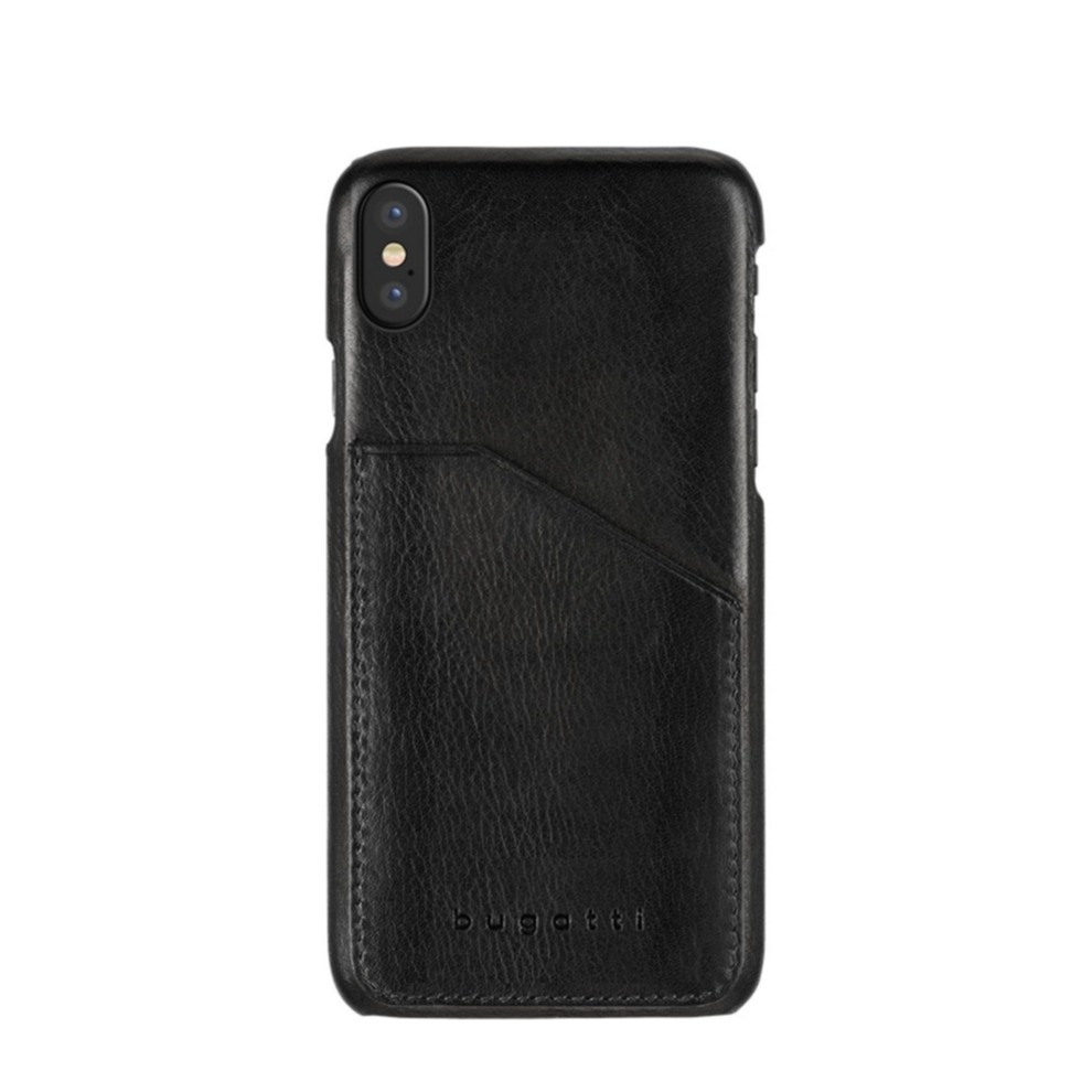Image of Bugatti - iPhone Xs / X Londra Echtleder Snap Case Hülle + Kartenfach (29857) - Schwarz bei Apfelkiste.ch