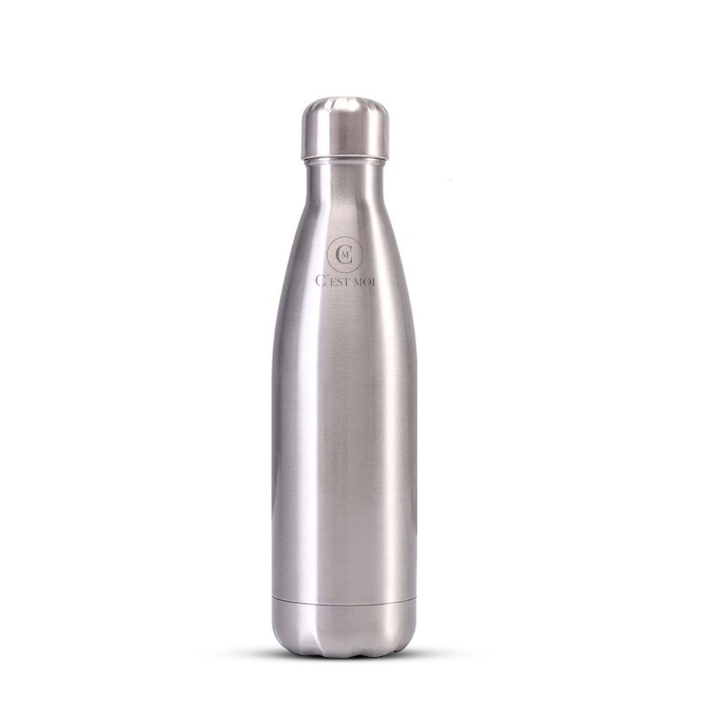 Image of C'est Moi - (500ml) Wiederverwendbare Edelstahl Premium Thermo Trinkflasche - Silber bei Apfelkiste.ch