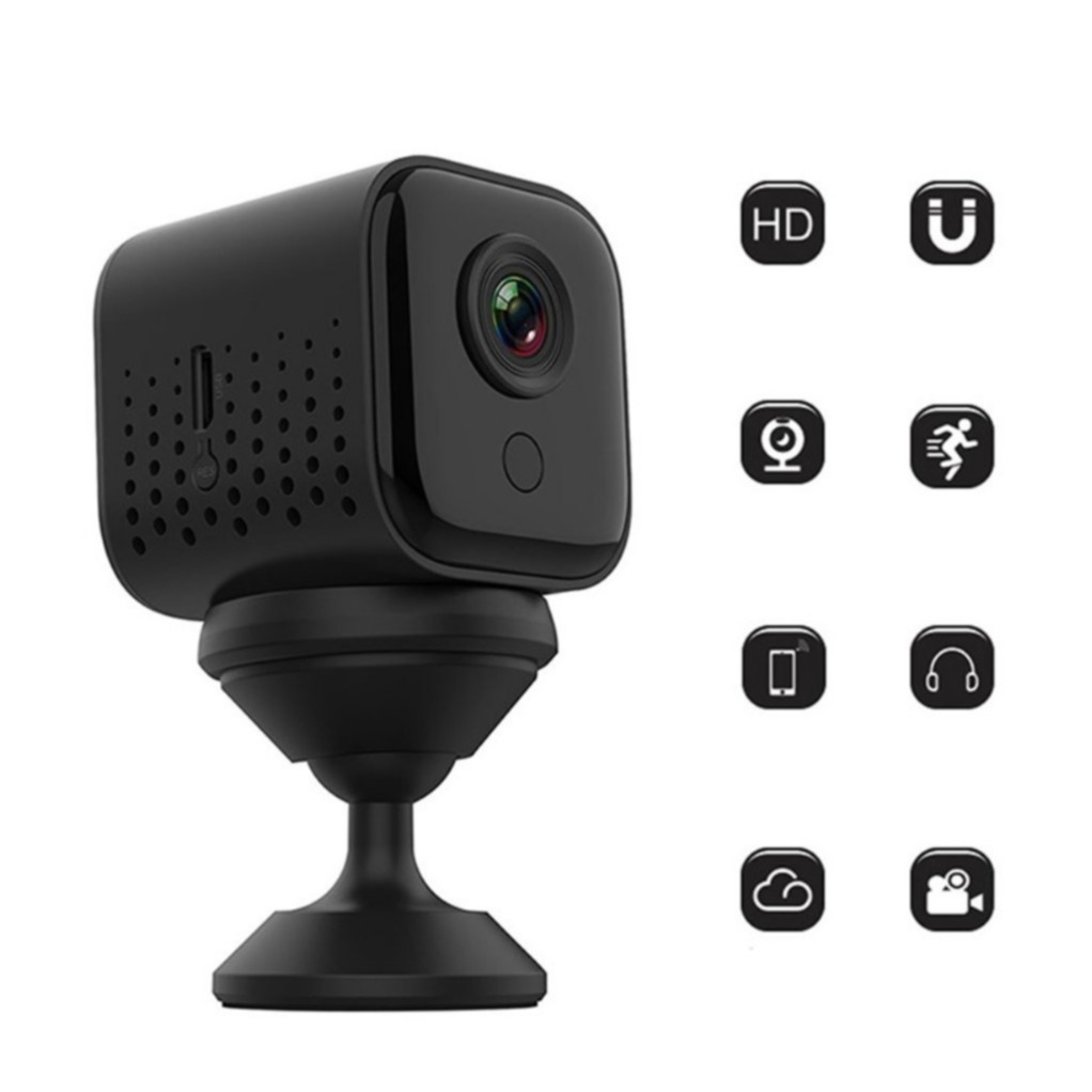 Image of (4x3.7cm) Magnetische FullHD 1080p WiFi Mini Kamera mit Cloud Speicher / Micro SD Slot + Halterung - Schwarz bei Apfelkiste.ch