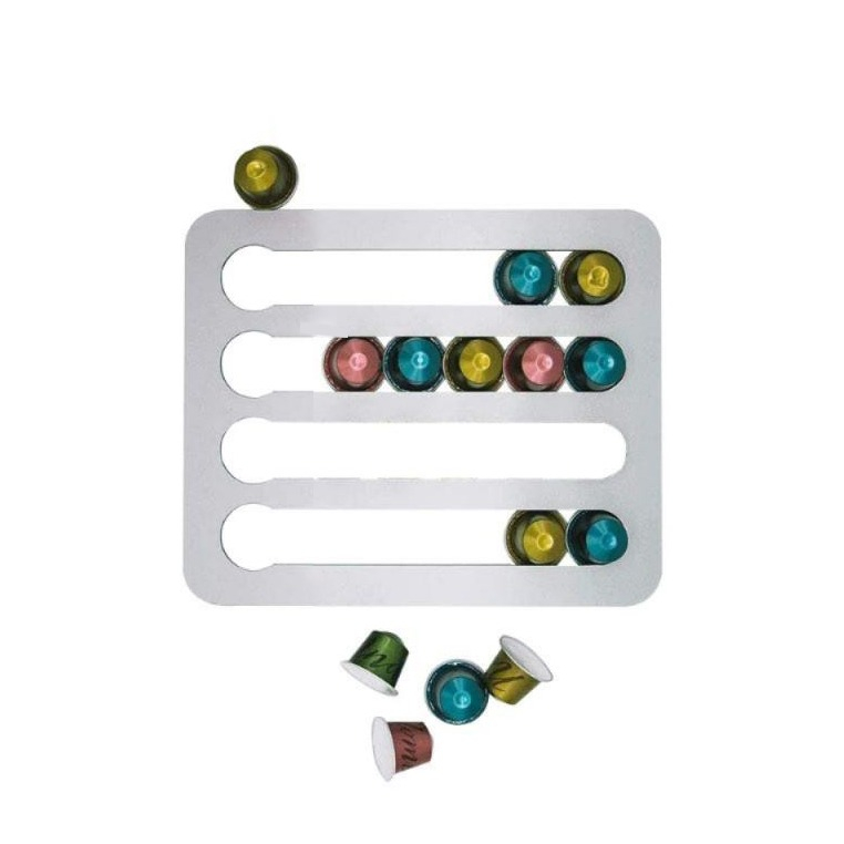 Image of Nespresso Kaffeekapsel Wand Halterung für 24 Kapseln inkl. Montage Pads - Silber bei Apfelkiste.ch