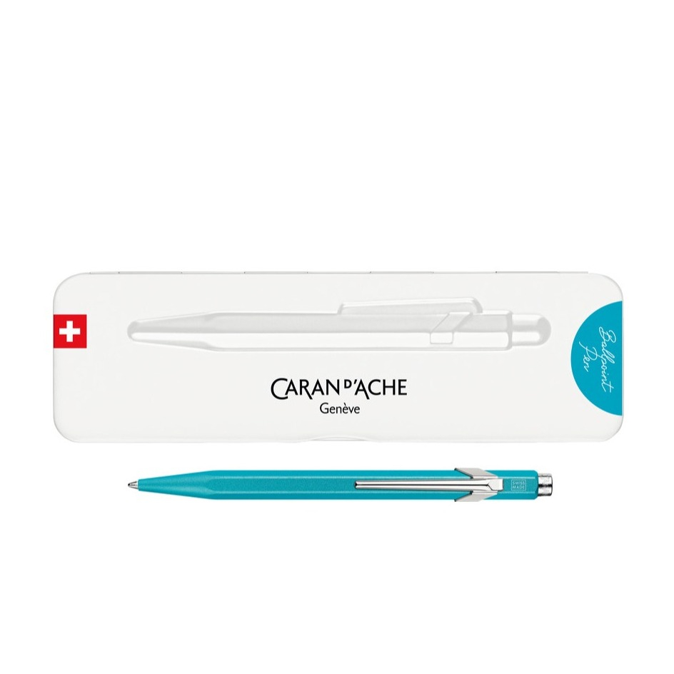 Image of Caran d'Ache - Kugelschreiber 849 Medium Colormat-X mit Metalletui (849.681) - Türkis bei Apfelkiste.ch