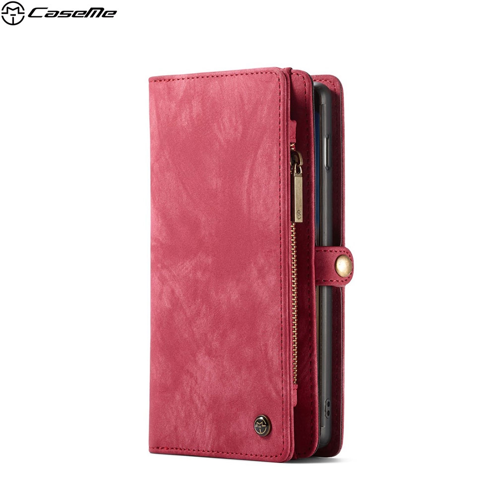 Samsung Galaxy S10 2in1 Echtleder Tasche + Magnet Hardcase Karten Etui - Rot