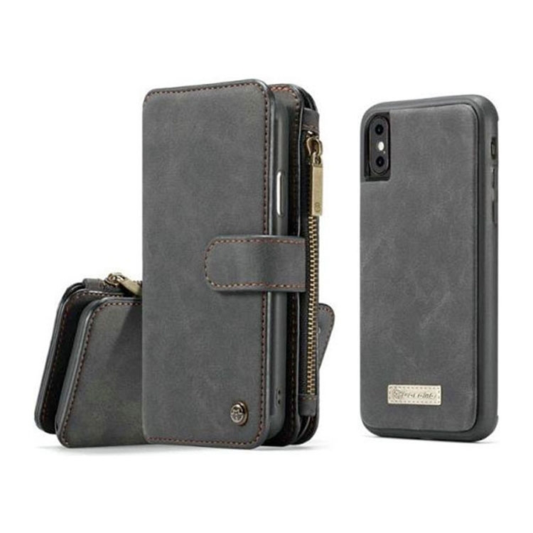 Image of Caseme - iPhone Xs / X 2in1 Echtleder Tasche + Magnet Hardcase Karten Etui - Schwarz bei Apfelkiste.ch