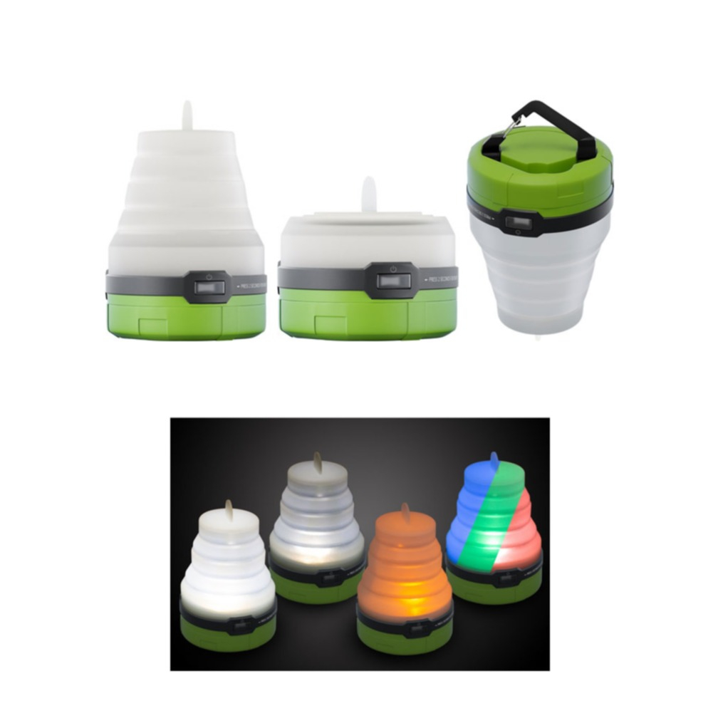 Image of Goobay - LED Camping Lampe Faltbar mit Karabiner Haken und Nachtlichtfunktion IPX4 90 Lumen + 4 Lichtmodis (Batteriebetrieben) - Grün / Weiss bei Apfelkiste.ch